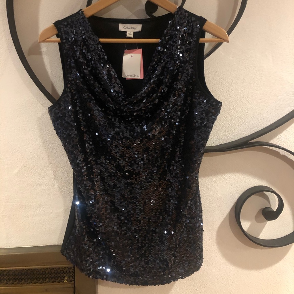 Calvin Klein/ Black Sequin Tank
